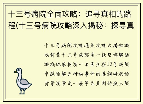 十三号病院全面攻略：追寻真相的路程(十三号病院攻略深入揭秘：探寻真相之路)